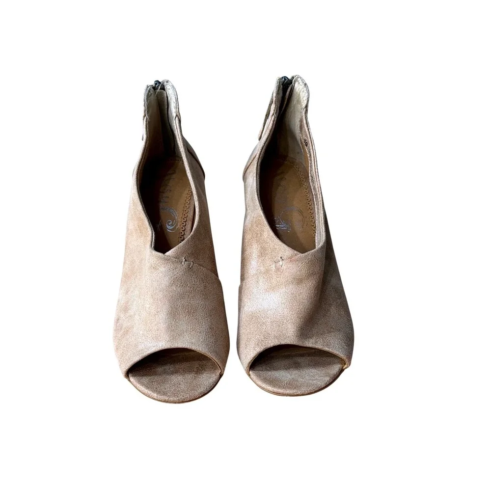 Very G Open Toe Faux Leather Stacked Block Heel‎ Ankle Booties women's Size 10